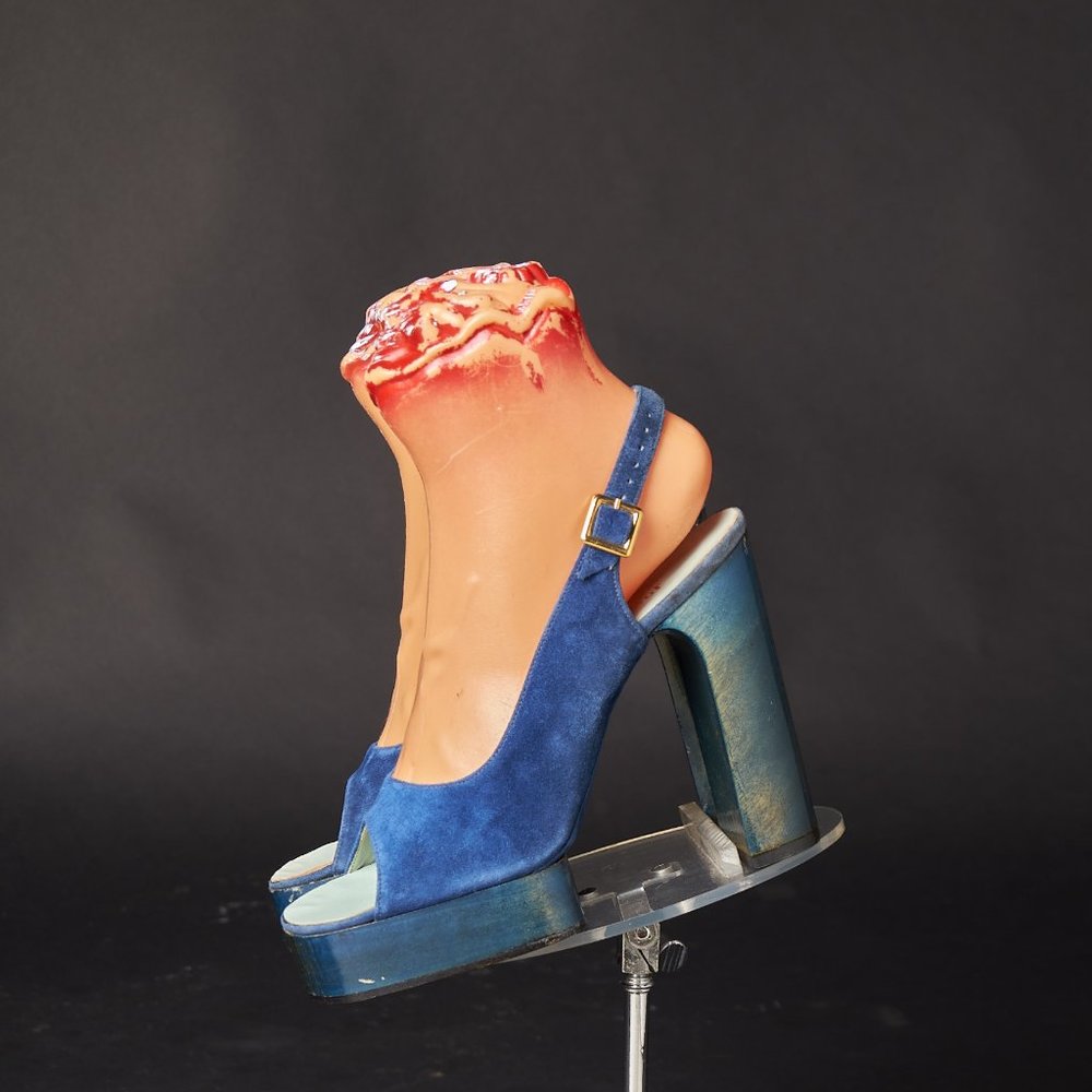 1970s Blue Suede Platform Shoes Heels